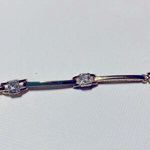 14k gold pl 2.3 ct white sapphire link bracelet